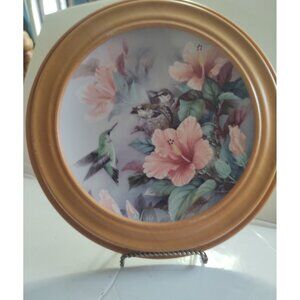 Lena Liu "Nature's Harmony" 1990 Collector's Plate-Birds Hatching 8 1/2"  FRAMED